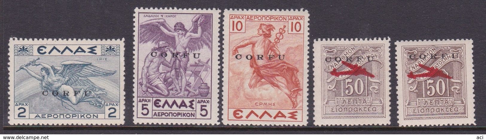 Italy-WW II Occupation Corfu PA 1-12 1941 Air Mail 5 Stamps, Mint Hinged - Corfù