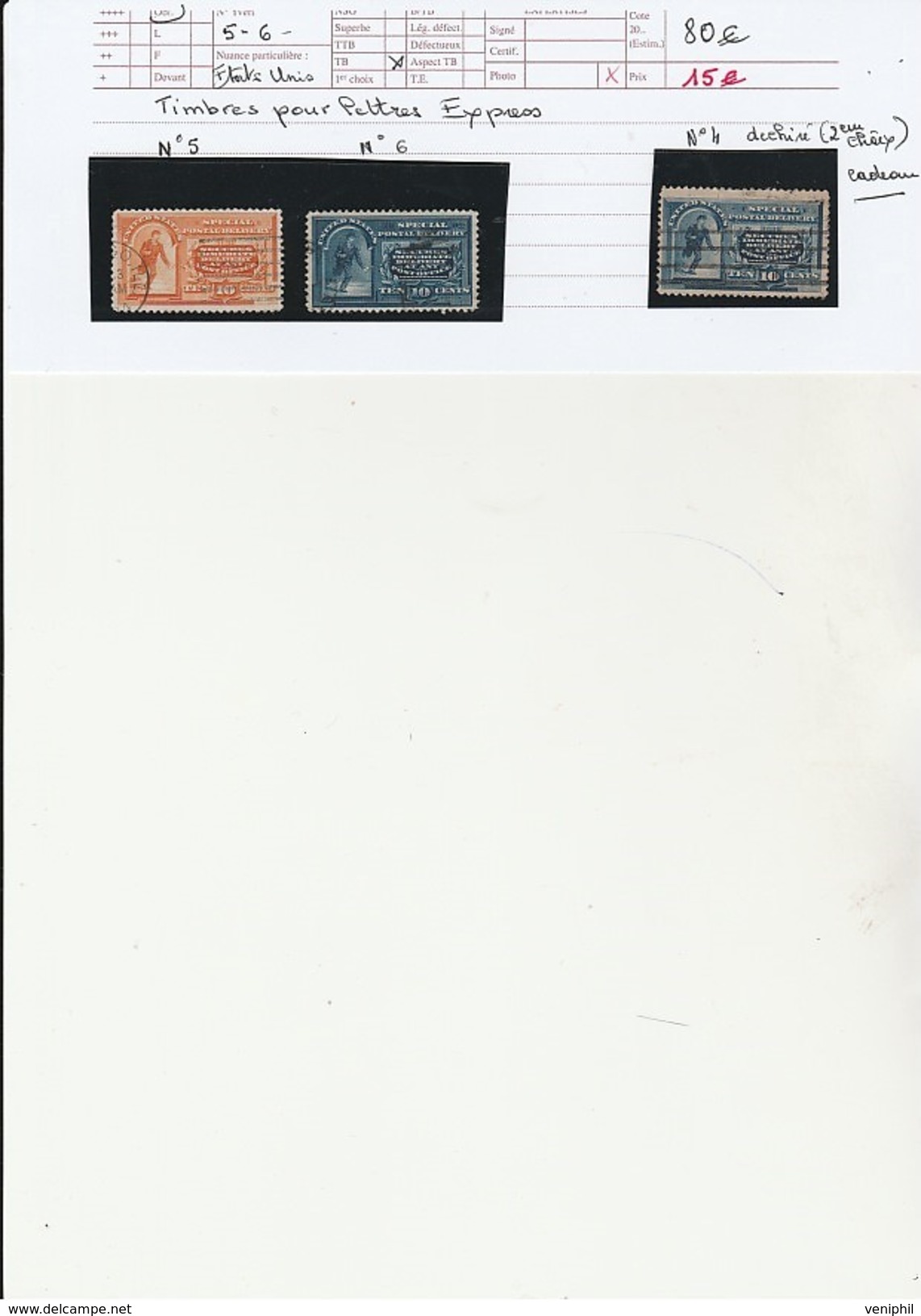 ETATS-UNIS - TIMBRES POUR LETTRES EXPRES N°5 ET 6 OBLITERE - TB - ANNEE 1884-94 -COTE : 85 € - Other & Unclassified