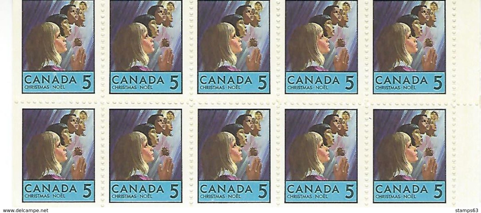 CANADA, 1969, Bookletpane  67p, Mi 0-77, Christmas, Margin At Left Or At Right - Pages De Carnets