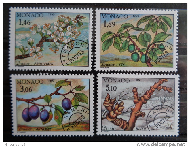 1990  MONACO PREOBLITERES  Y&amp;T N° 106 à 109 ** - LES 4 SAISONS DU PRUNIER - Unused Stamps