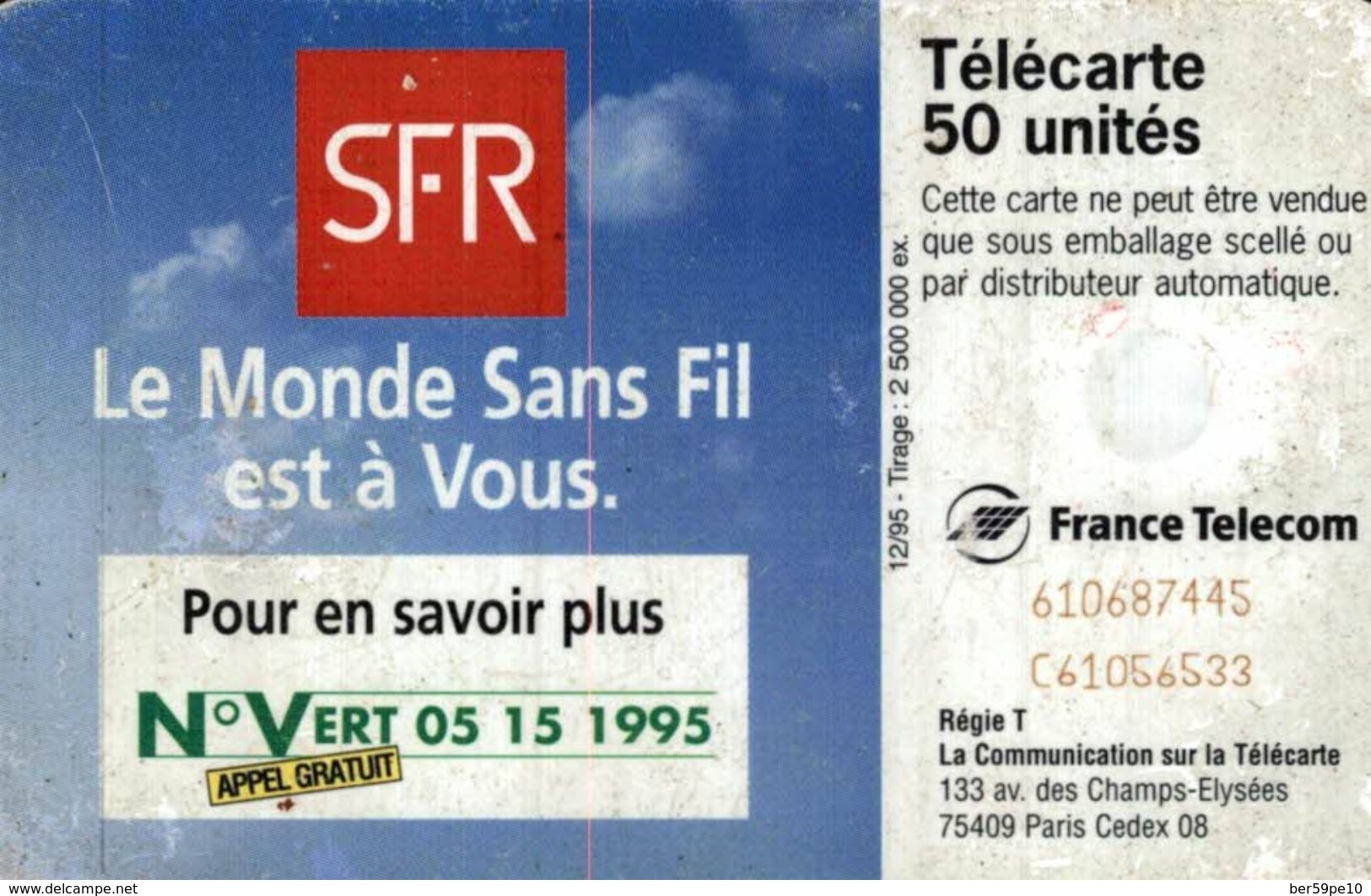 TELECARTE 50 UNITES SFR - Advertising