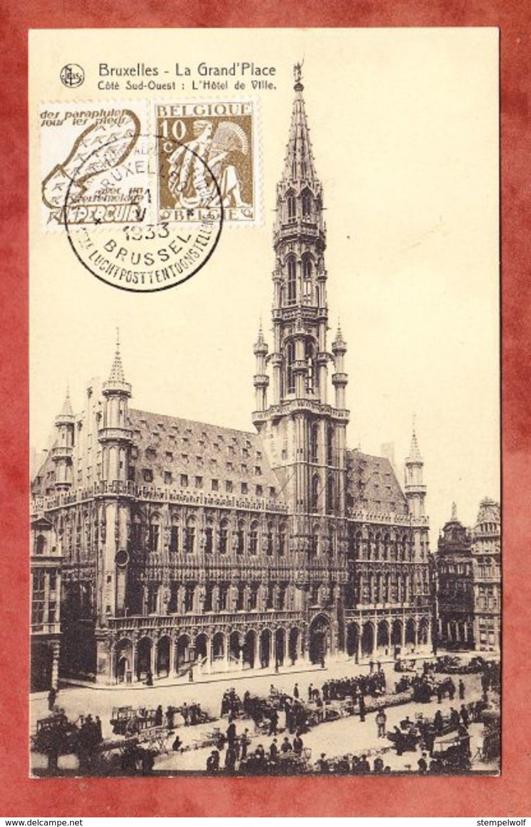 AK Bruxelles Le Grand Place, EF Ceres Mit Werbeteil, SoSt Exposition Aerophilatelique Brussel 1933 (41874) - Briefe U. Dokumente