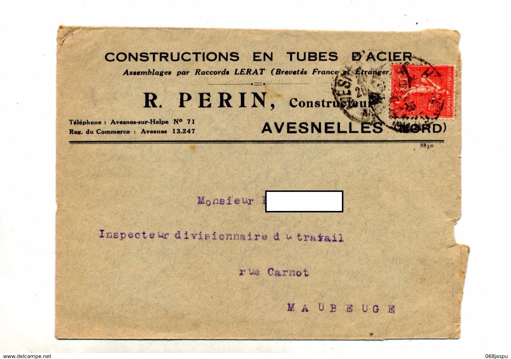 Lettre Cachet Avesnelles Entete Tube Acier Perin ++ Publicité  Reparation - Bolli Manuali