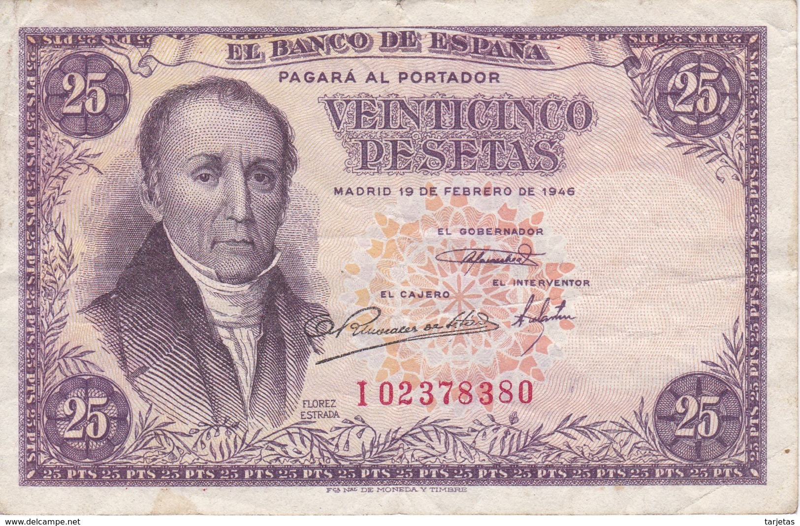 BILLETE DE ESPAÑA DE 25 PTAS DEL 19/02/1946 SERIE I  CALIDAD MBC (VF) (BANKNOTE) - 25 Pesetas