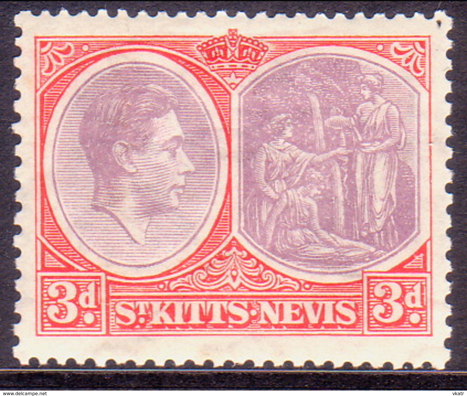 ST KITTS_NEVIS 1938 SG #73 3d MH Perf.13 Ordinary Paper CV £28 - St.Christopher-Nevis-Anguilla (...-1980)