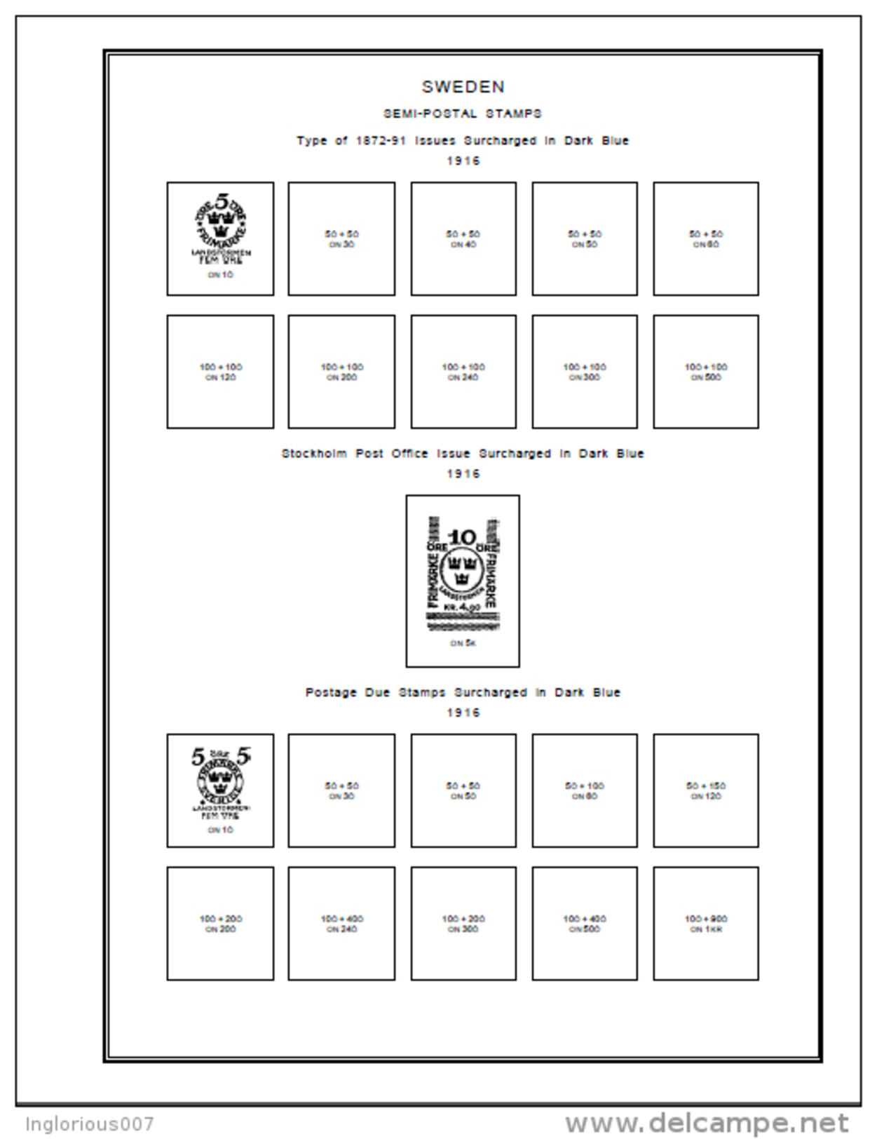 SWEDEN STAMP ALBUM PAGES 1855-2011 (273 Pages) - English