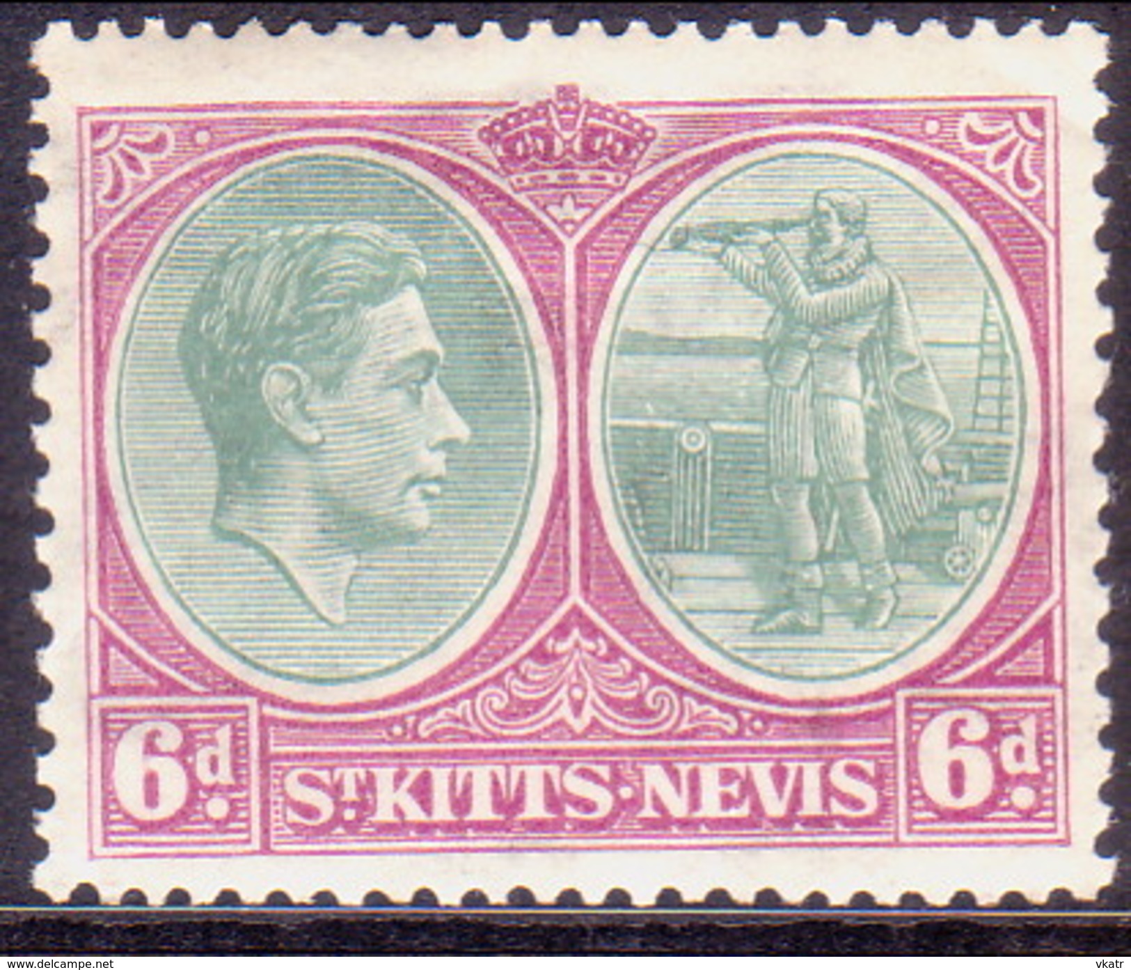 ST KITTS_NEVIS 1938 SG #74 6d MH Perf.13 CV £11 - St.Christopher-Nevis-Anguilla (...-1980)