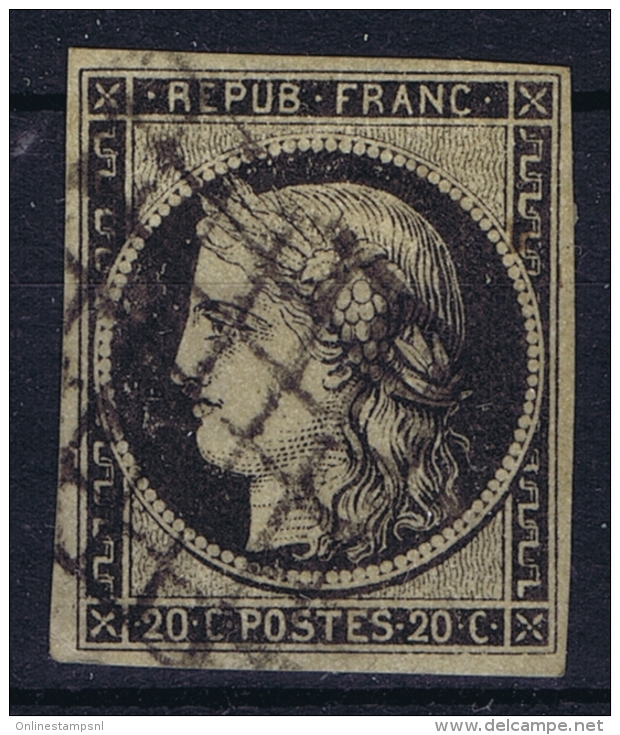 France: Yv Nr 3 B Obl./Gestempelt/used  Grille - 1849-1850 Cérès