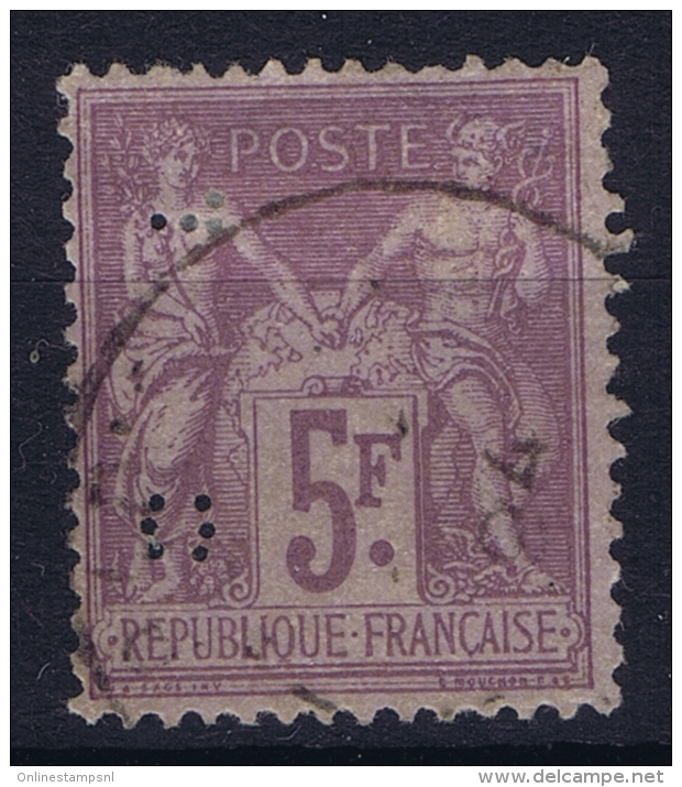 France: Yv Nr 95 II  Obl./Gestempelt/used  Perfin - 1876-1898 Sage (Type II)