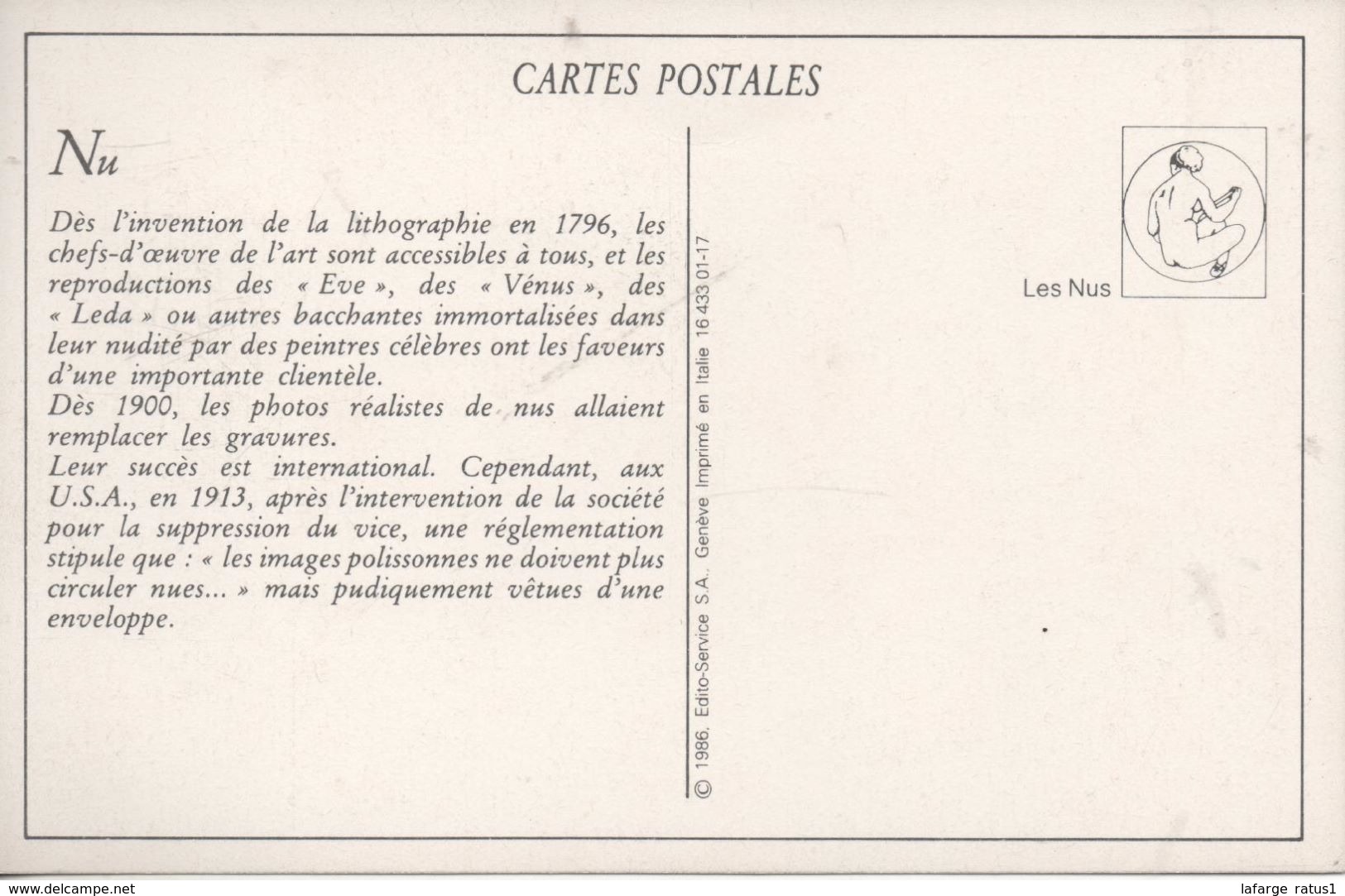 NU REPRODUCTION CARTE POSTALE - Pin-Ups