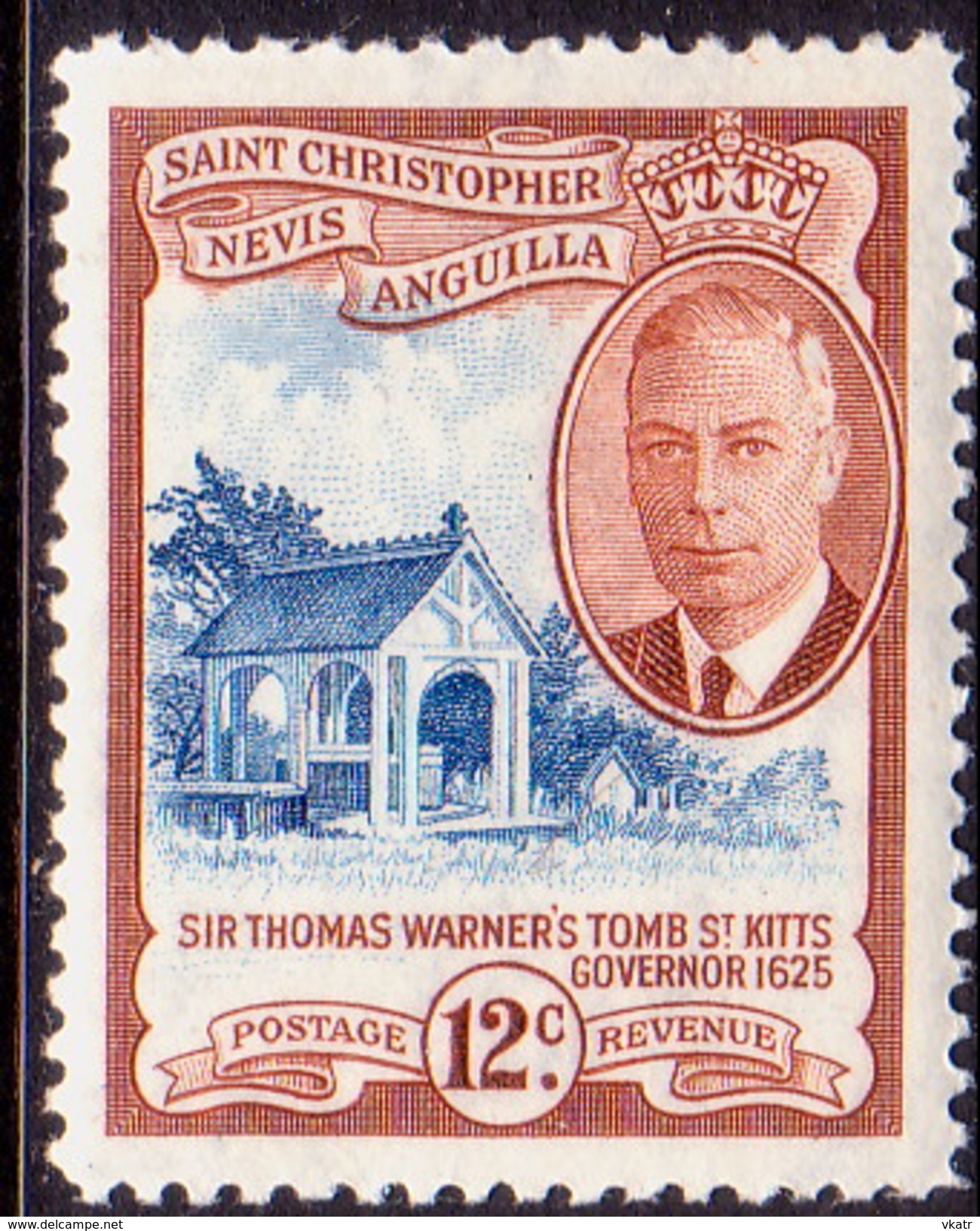 ST KITTS_NEVIS 1952 SG #100 12c MNH - St.Christopher-Nevis-Anguilla (...-1980)
