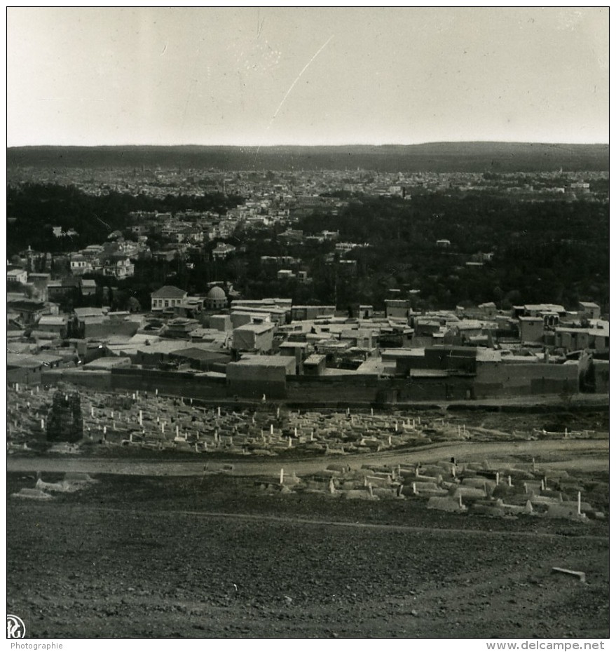 Moyen Orient Syrie Damas Panorama Ancienne Stereo Photo NPG 1900 - Stereoscopic