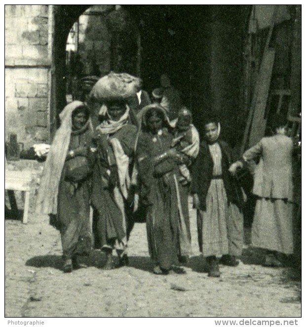 Moyen Orient Israel Jerusalem Rue Animee Ancienne Stereo Photo NPG 1900 - Stereoscopic