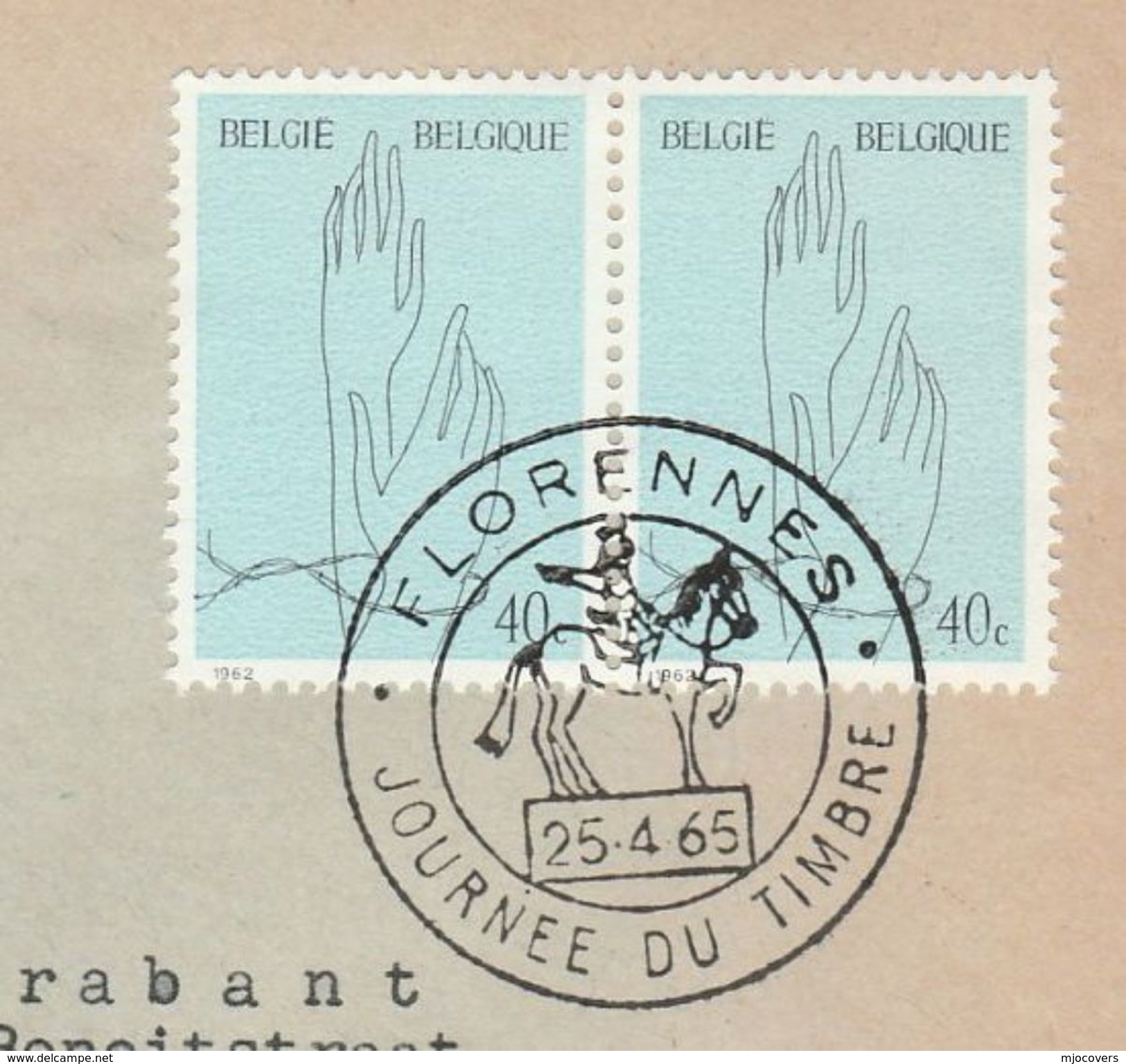 1965 BELGIUM COVER EVENT Pmk Illus HORSE, FLORENNES JOURNEE DU TIMBRE ,  Stamps - Caballos