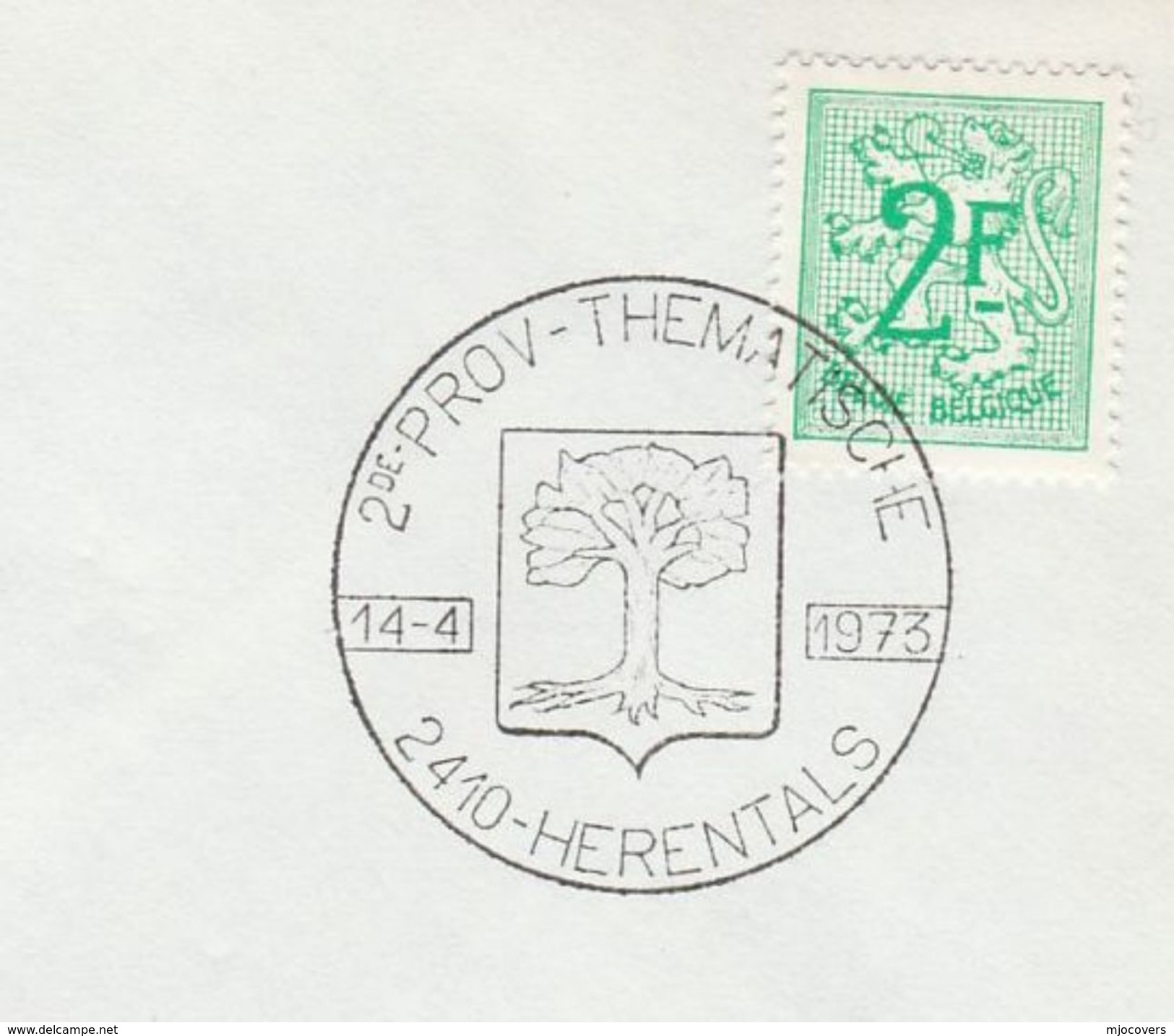 1973 BELGIUM COVER EVENT Pmk Illus TREE, 2nd HERENTALS THEMATIC  PHILATELY, Stamps Philatelic Exhibition Trees - Trees