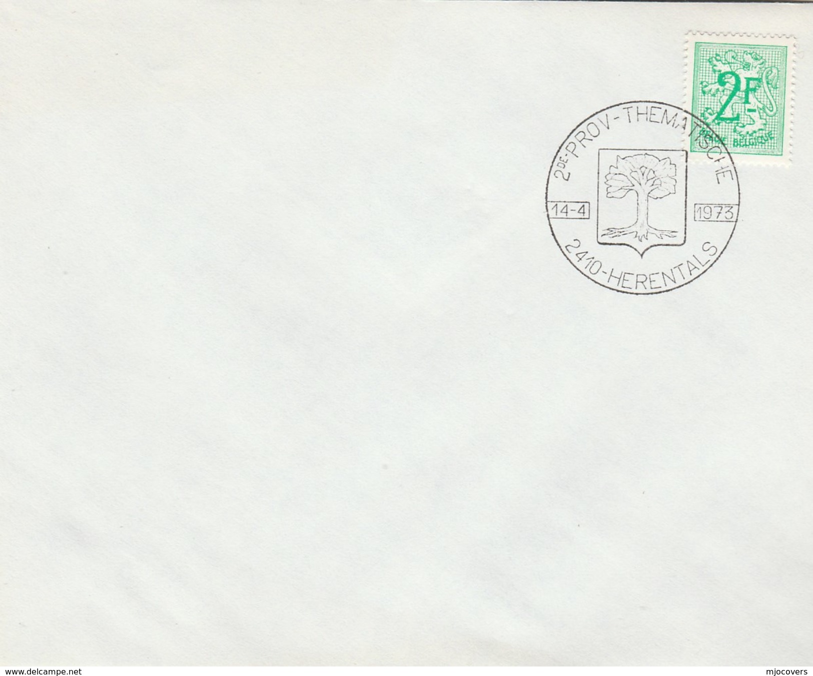 1973 BELGIUM COVER EVENT Pmk Illus TREE, 2nd HERENTALS THEMATIC  PHILATELY, Stamps Philatelic Exhibition Trees - Trees