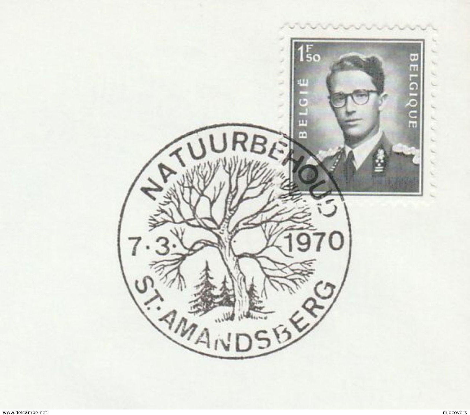 1970 BELGIUM COVER EVENT Pmk Illus TREE, NATURE CONSERVATION, ST AMANDSBERG , Stamps Trees - Trees