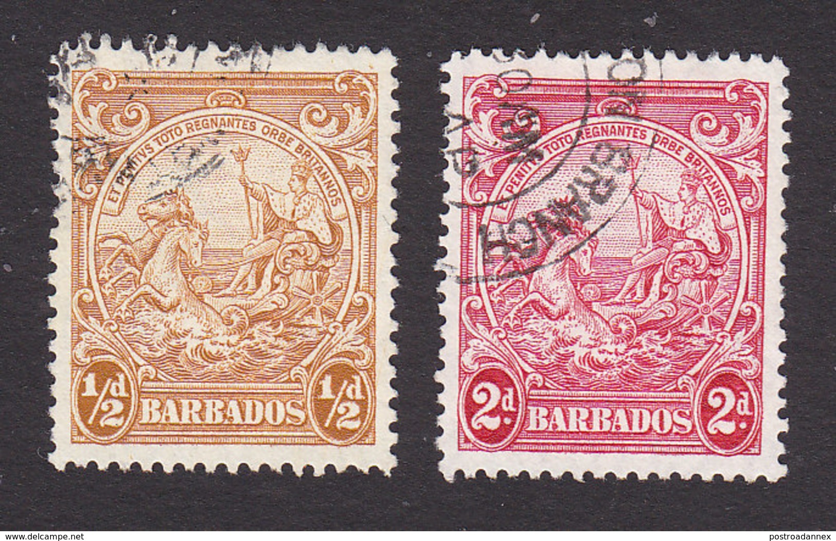 Barbados, Scott #193A, 195B, Used, Badge Of The Colony, Issued 1938 - Barbados (...-1966)