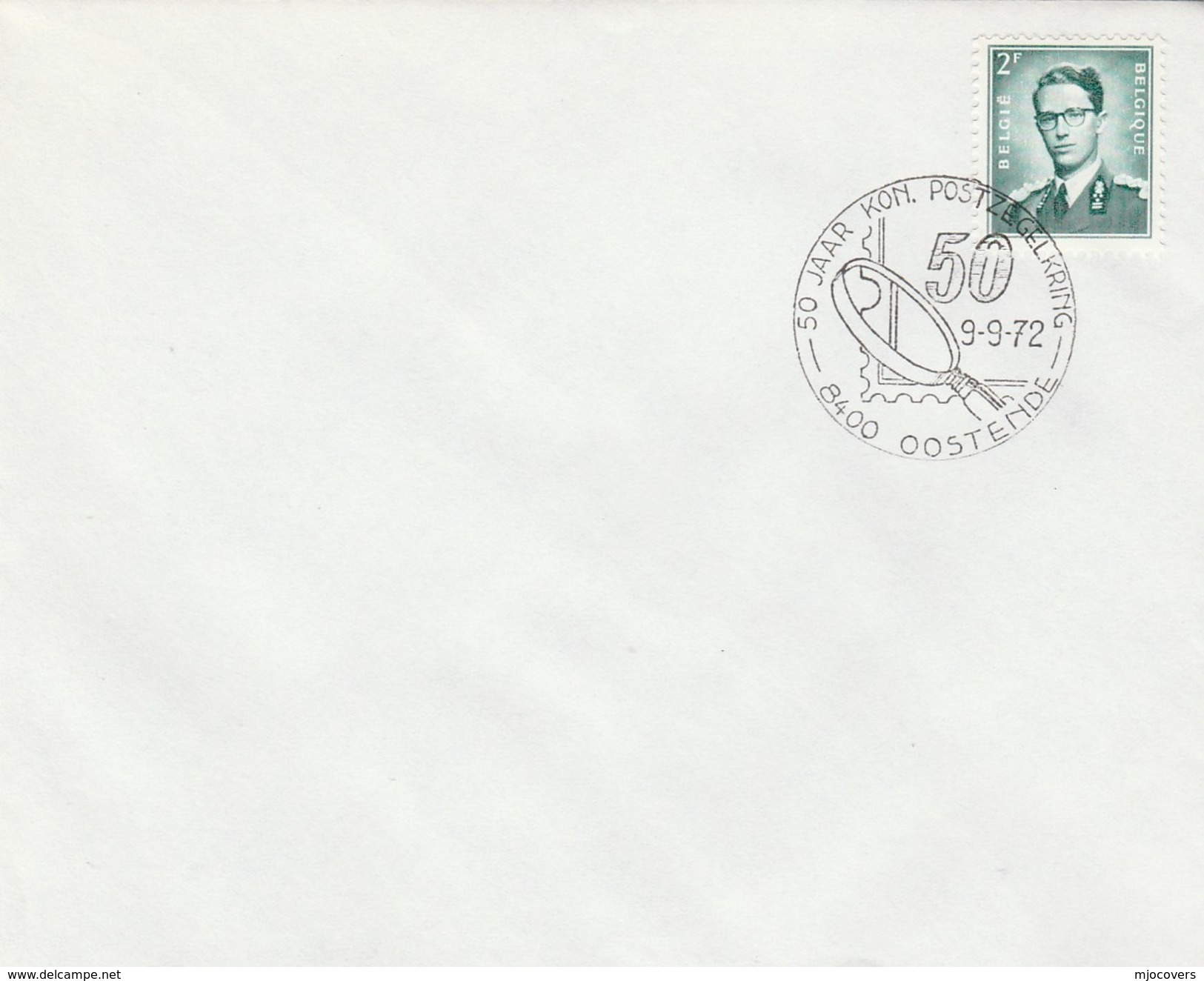 1972  Cover  OOSTEND PHILATELIC CIRCLE 50th ANNIV Illus MAGNIFYING GLASS , Stamps Exhibition  Event Belgium - Philatelic Exhibitions