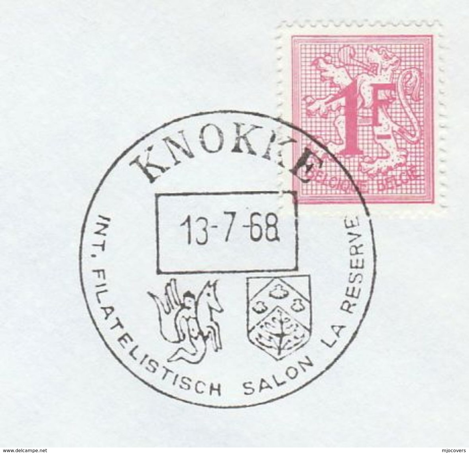 1968 Knokke MERMAID ?  EVENT COVER Coat Of Arms Philatelic Exhibition, Stamps - Mythology