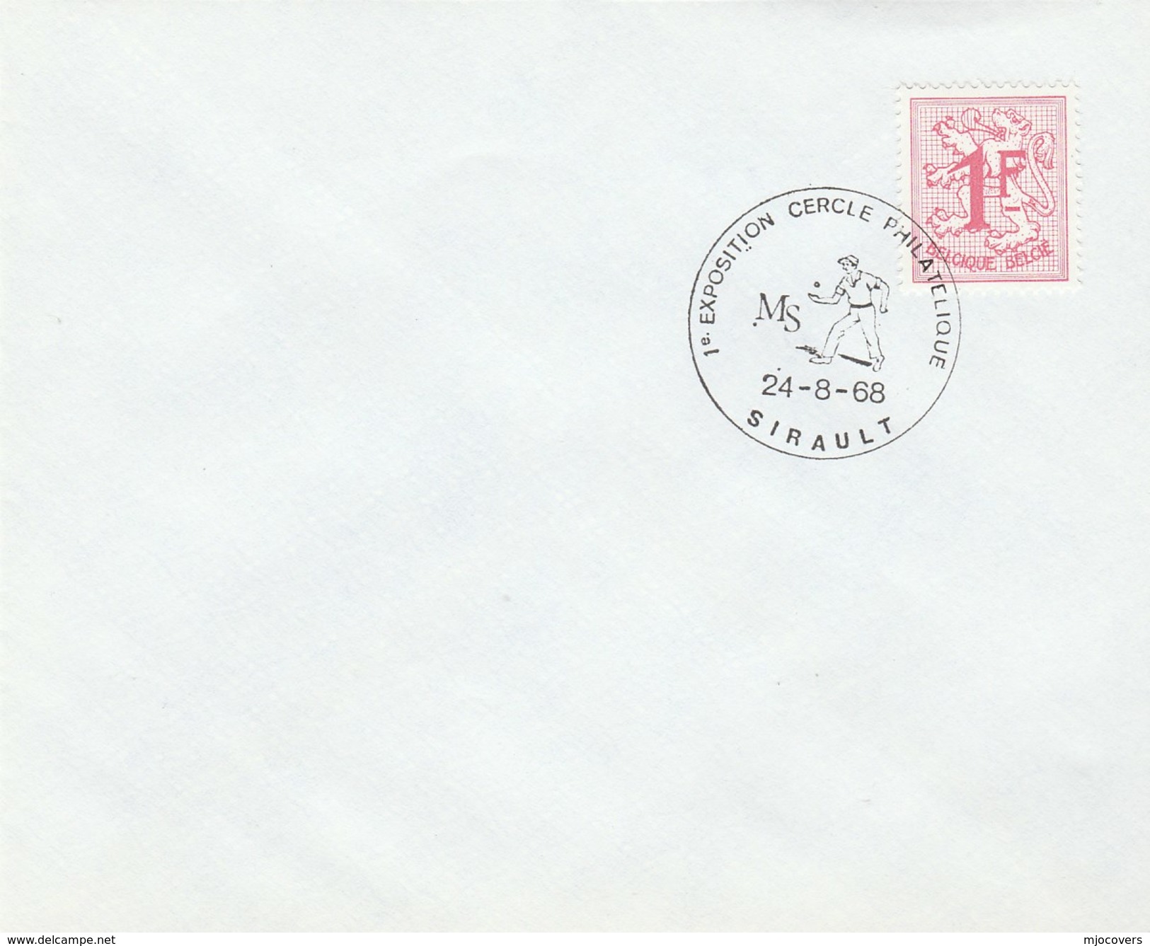 1968 BELGIUM COVER EVENT Pmk SIRAULT  PHILATELIC EXPOSITION, SPORT Stamps Exhibition - Philatelic Exhibitions