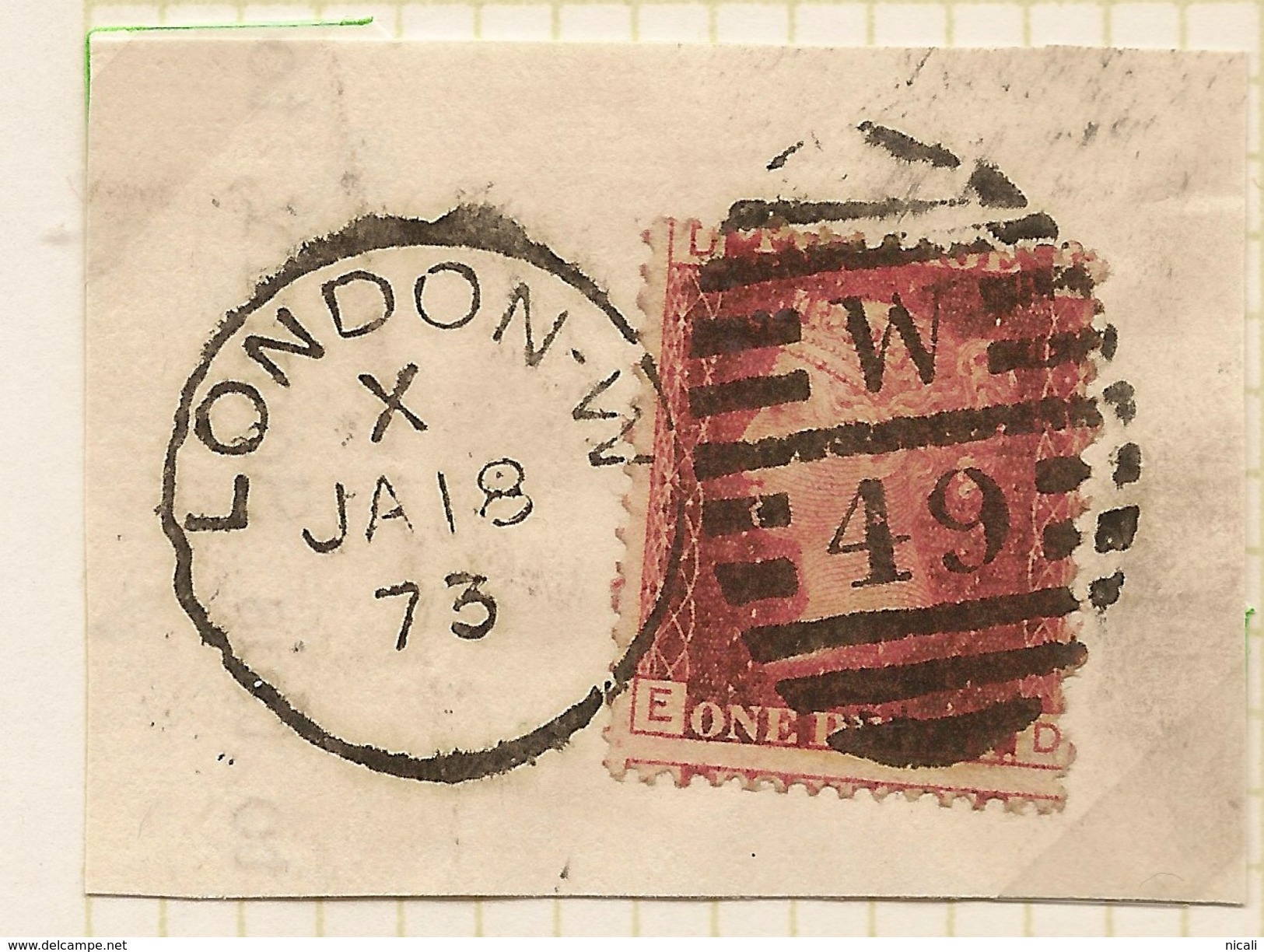 GB 1858 1d On Piece (plate 144) SG 43 U #ABJ057 - Briefe U. Dokumente