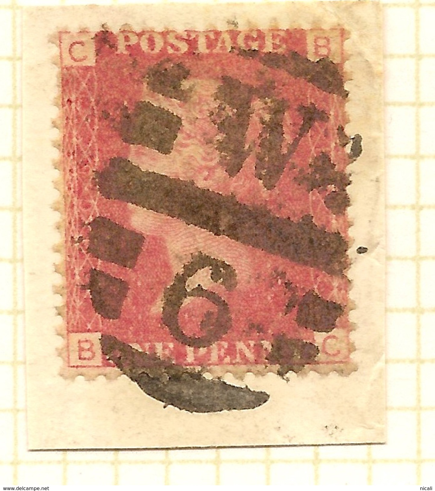 GB 1858 1d On Piece (plate 105) SG 43 U #ABJ075 - Brieven En Documenten