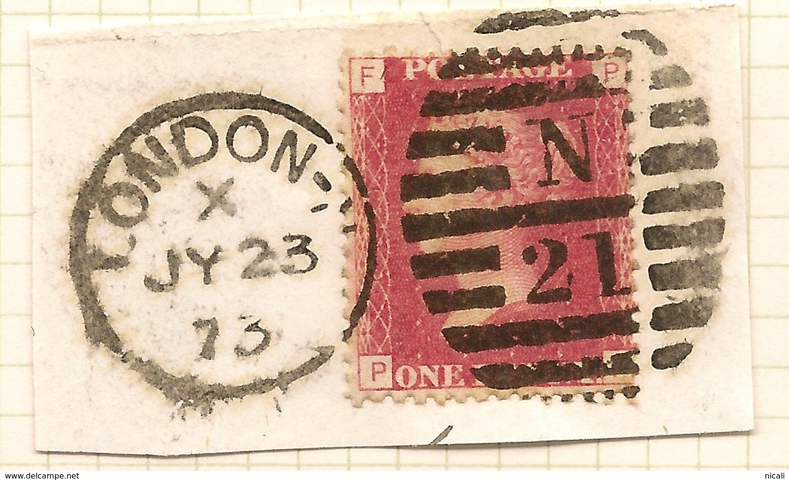 GB 1858 1d On Piece (plate 148) SG 43 U #ABJ121 - Covers & Documents