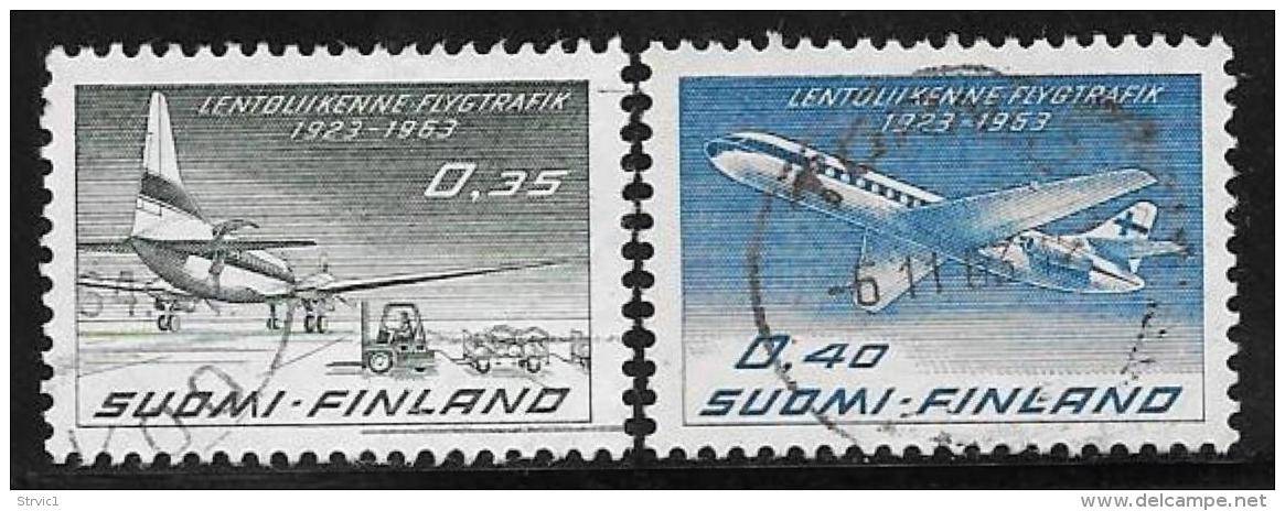 Finland, Scott # 421-2 Used Air Traffic Anniv., 1963 - Gebruikt