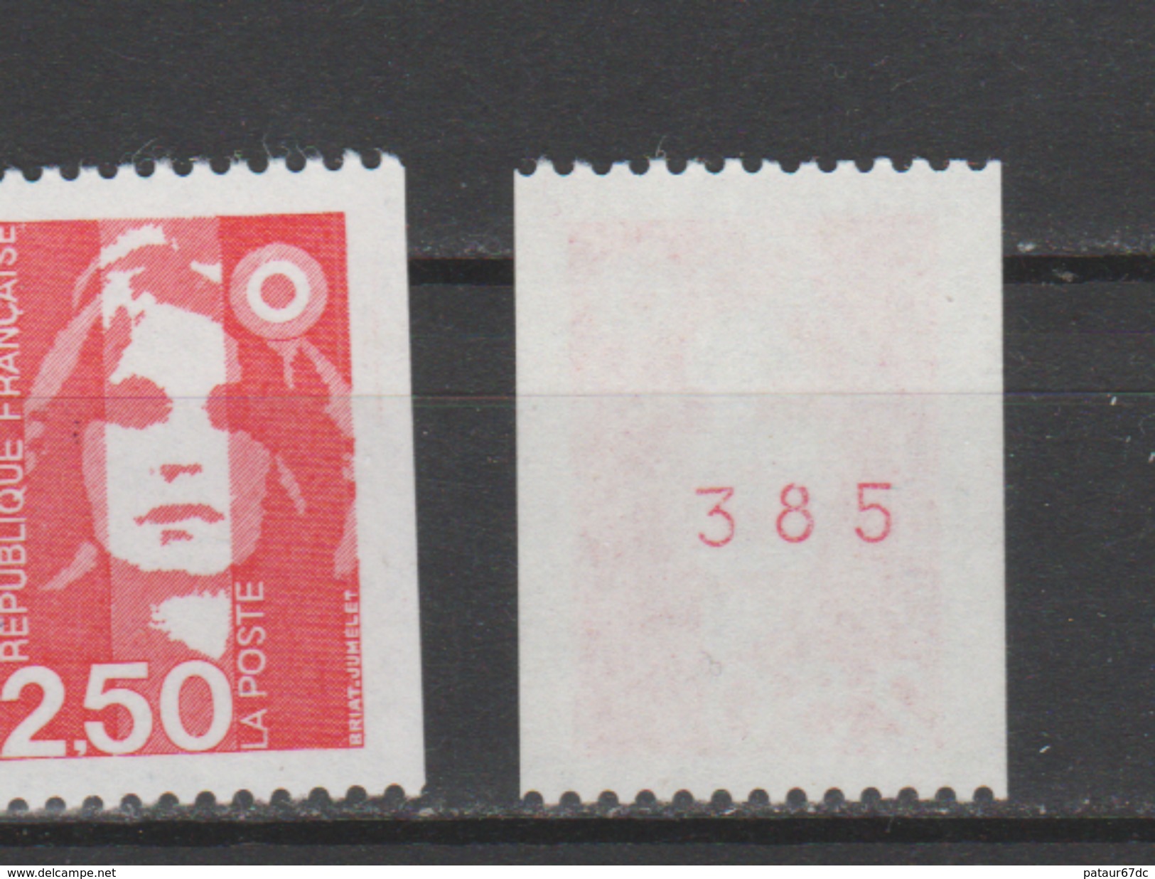 FRANCE / 1991 / Y&T N° 2719a ** : Briat 2,50F Rouge Roulette N° Rouge X 1 - Oblitérés