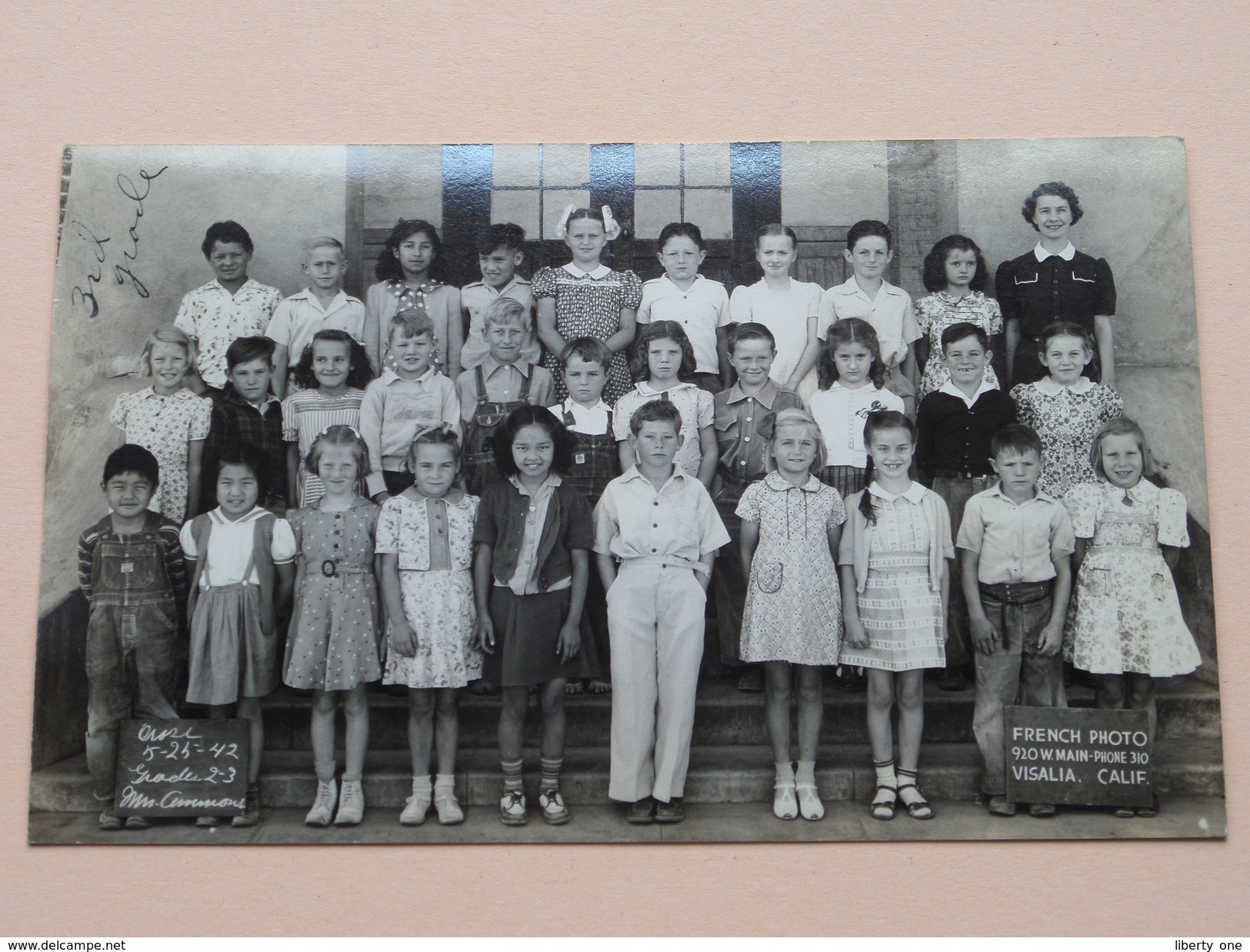 OROSI School Third Grade - Anno 1942 ( French Photocard Visalia CA - With ID ) U.S.A. ! - Geïdentificeerde Personen