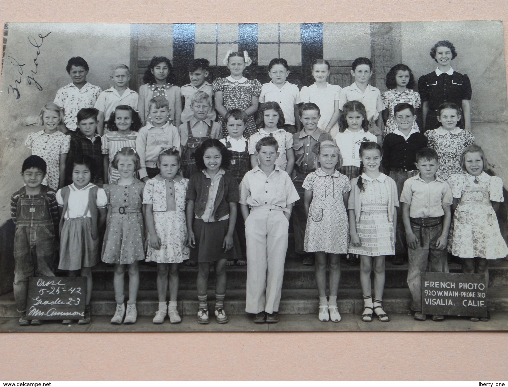 OROSI School Third Grade - Anno 1942 ( French Photocard Visalia CA - With ID ) U.S.A. ! - Geïdentificeerde Personen