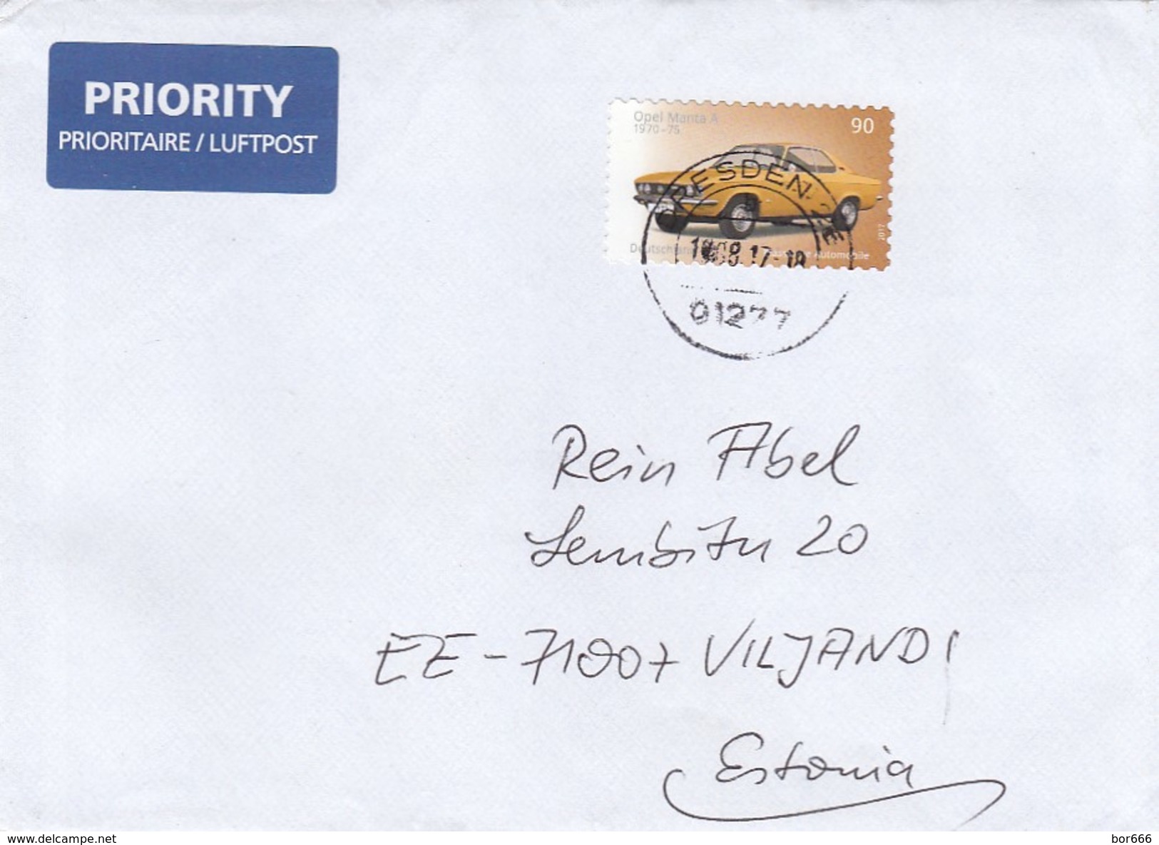 GOOD GERMANY Postal Cover To ESTONIA 2017 - Good Stamped: Opel / Car - Covers & Documents