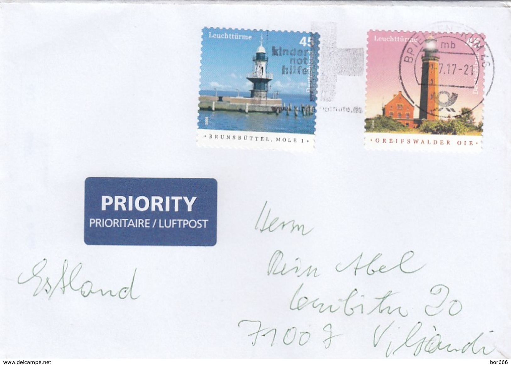 GOOD GERMANY Postal Cover To ESTONIA 2017 - Good Stamped: Lighthouses - Covers & Documents