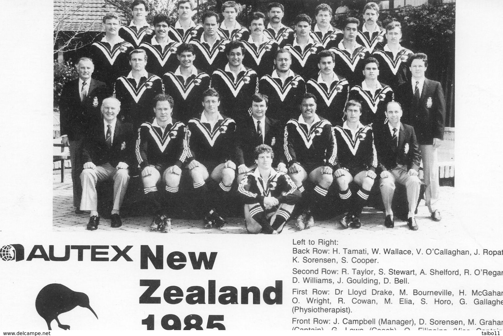 Rugby League - Jeux à XIII - Equipe De Nouvelle Zelande 1985 En Tournee - Sponsor Autex - Rugby