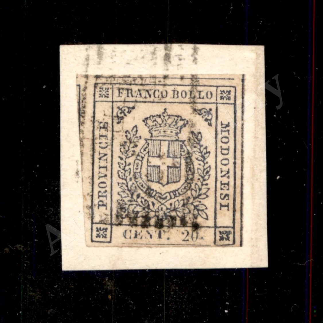 0027 Governo Provvisorio - 1859 - 20 Cent Ardesia Violaceo (15) Su Frammento (475) - Andere & Zonder Classificatie