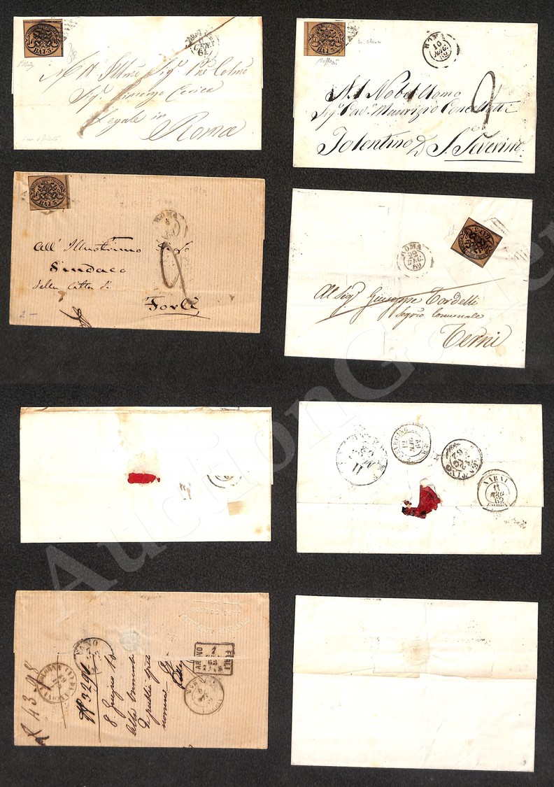 0062 1859/1862 - Quattro Lettere Col 3 Baj Isolato (tinte Diverse Del Bruno) - Due Tassate - Ottimo Insieme - Autres & Non Classés