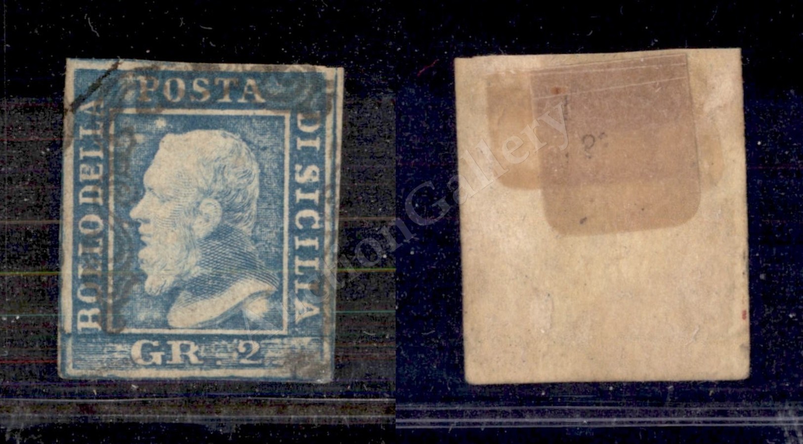 0112 1859 - 2 Grana Azzurro Chiaro (6h) Carta Di Napoli (600) - Sonstige & Ohne Zuordnung