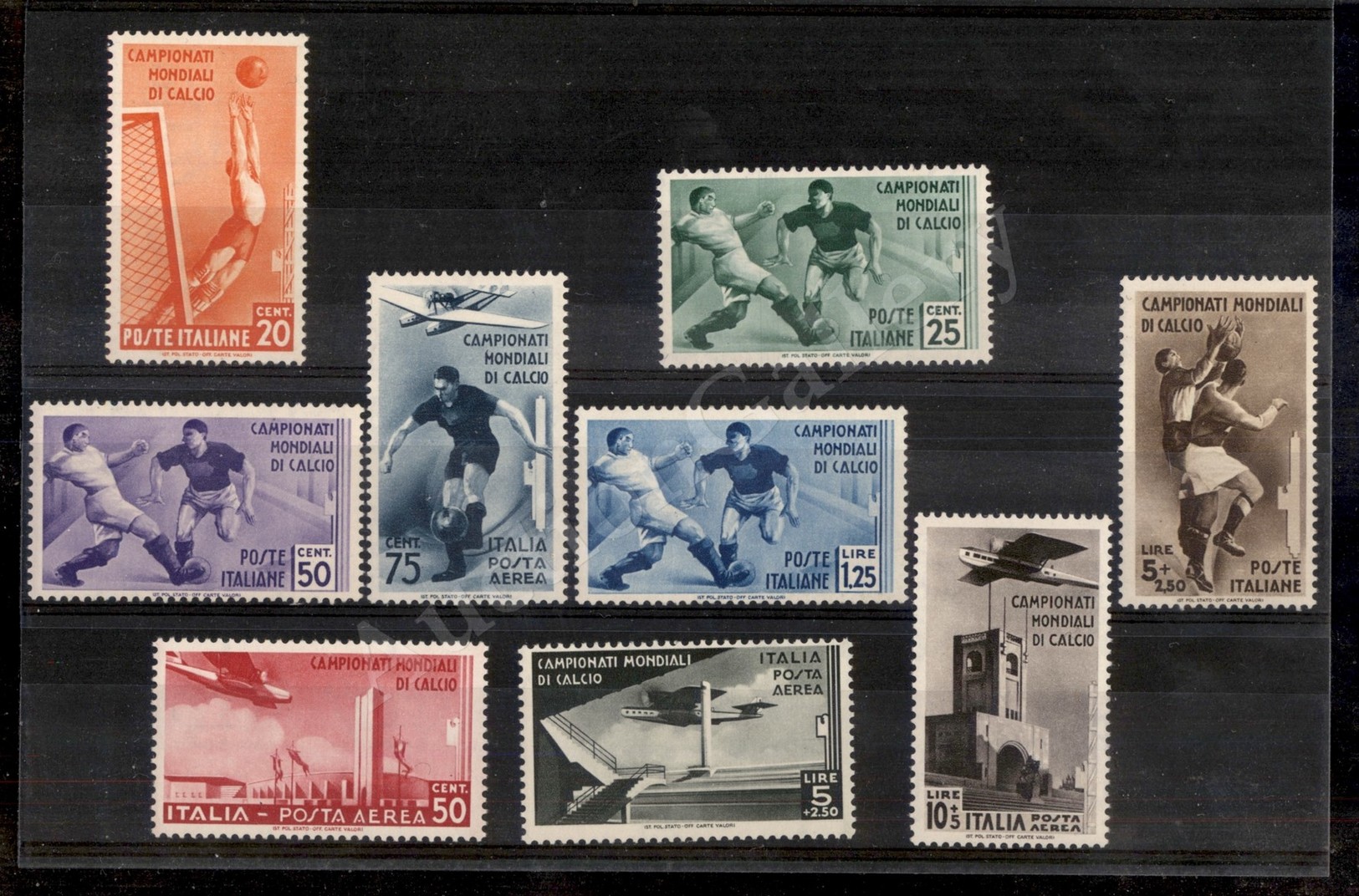 0188 1934 - Calcio (357/361 + Aerea 69/72) - Serie Completa P.O. + P.A. - Gomma Integra (800) - Autres & Non Classés