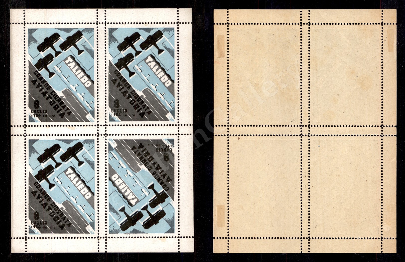 0211 1934 - Taliedo - Foglietto Con 4 Vignette Della Giornata Aviatoria - Linguellato Solo Sul Bordo Superiore - Sonstige & Ohne Zuordnung