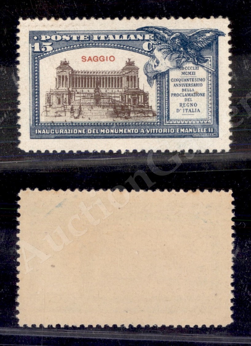 0218 1911 - Saggio Federici - 15 Cent Cinquantenario Del Regno D’Italia (Unif. 98) - Gomma Integra - Sonstige & Ohne Zuordnung