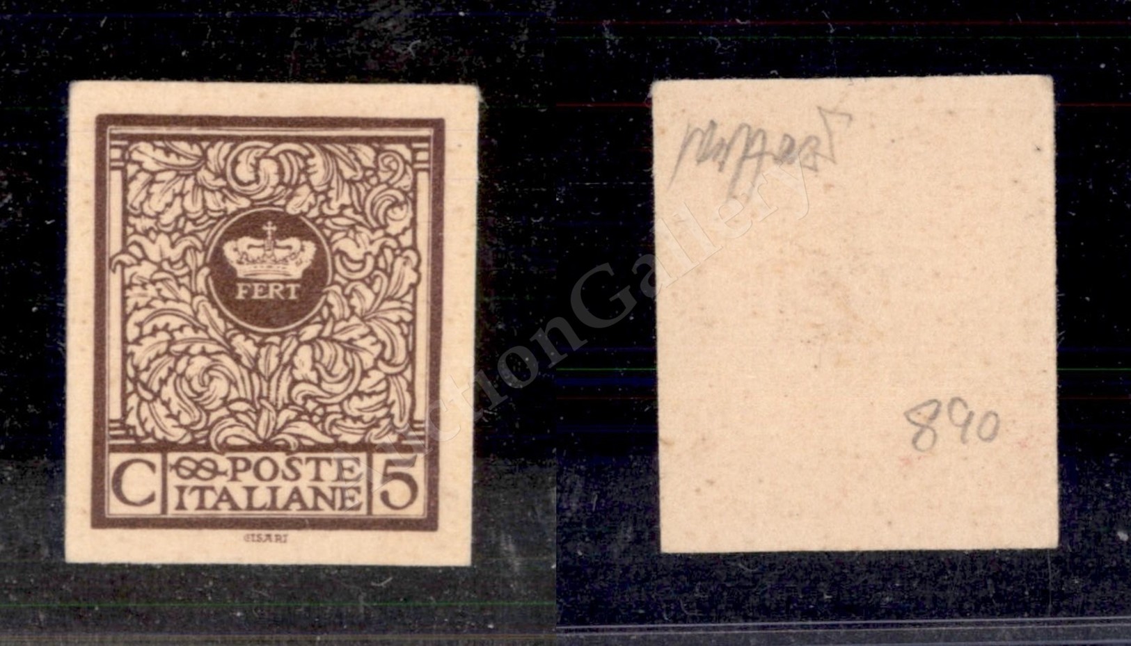 0219 1923 - Saggio Cisari - 5 Cent (Unif. 111) - Carta Patinata Senza Gomma - Cert. Caffaz - Sonstige & Ohne Zuordnung