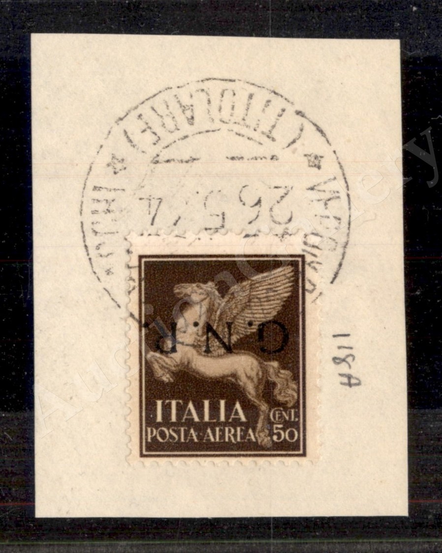 0299 1944 - 5o Cent (118a - Aerea) Con Soprastampa Capovolta Su Frammento - Oliva - Sonstige & Ohne Zuordnung