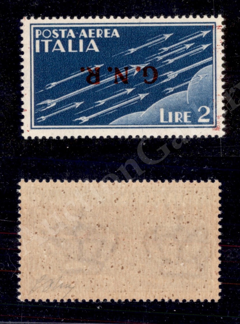0311 1944 - 2 Lire (122a - Aerea) Con Soprastampa Cpovolta - Gomma Integra (550) - Sonstige & Ohne Zuordnung