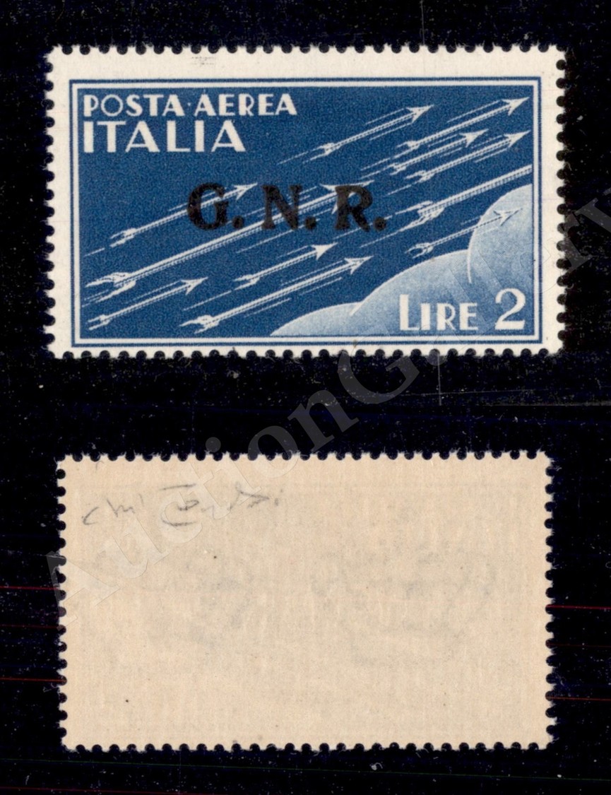 0312 1944 - 2 Lire (122A - Aerea) Con Soprastampa Nera - Gommaintegra (1.400) - Sonstige & Ohne Zuordnung