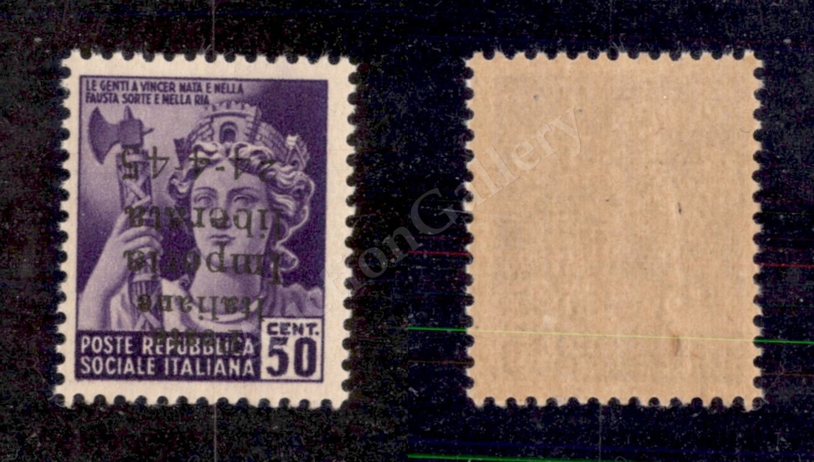 0415 Imperia - 1945 - 50 Cent (6a) Con Soprastampa Capovolta - Gomma Integra (350) - Sonstige & Ohne Zuordnung