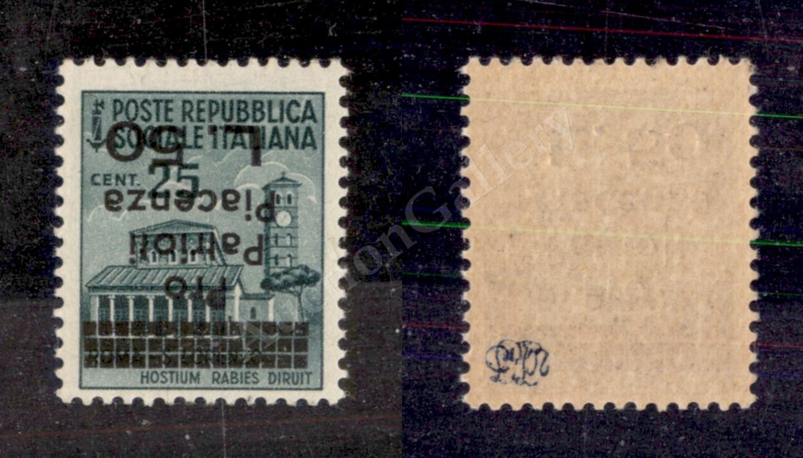 0417 Piacenza - 1945 - 50 Lire Su 25 Cent (Errani 91) Con Soprastampa Capovolta - Gomma Integra - Cert. AG - Sonstige & Ohne Zuordnung