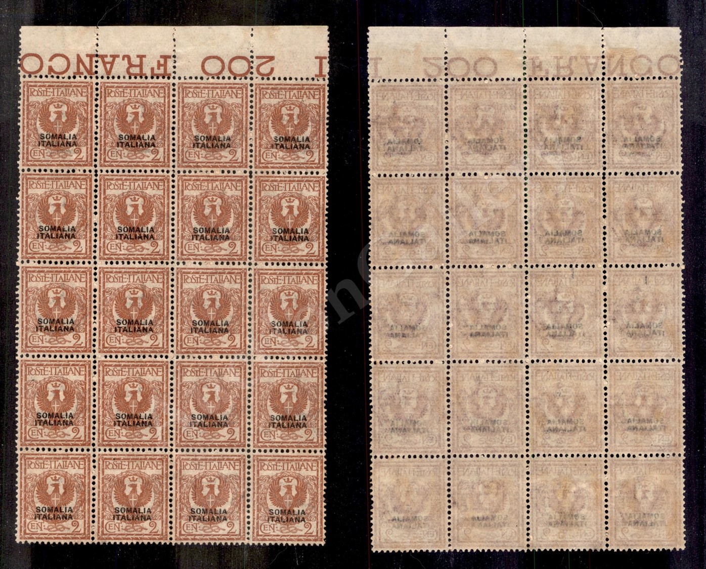 0519 1927 - Blocco Di Venti Del 2 Cent (92) Bordo Foglio Ottima Centratura - Gomma Integra (1.400) - Sonstige & Ohne Zuordnung