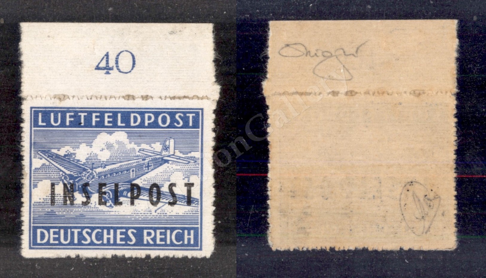 0547 Occupazione Tedesca Egeo - 1944 - Azzurro (2) Soprastampato “Inselpost” - Bordo Foglio - Gomma Integra - Cert. Rayb - Andere & Zonder Classificatie