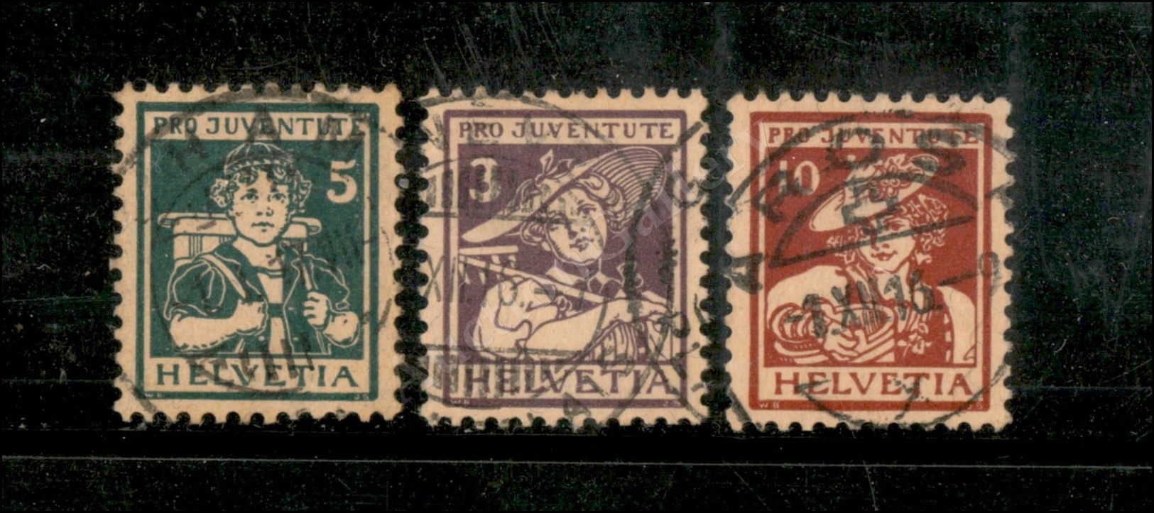 0627 1916 - Pro Juventute (130/132) Serie Completa Usata - Sonstige & Ohne Zuordnung